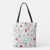 Wildblumen-Muster-Monogramm-Botanik-Markttasche Tasche (Rückseite)