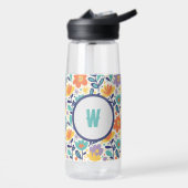 Wildblumen-Muster-Monogramm Trinkflasche (Links)