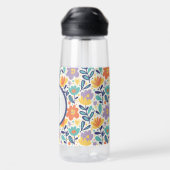 Wildblumen-Muster-Monogramm Trinkflasche (Rückseite)
