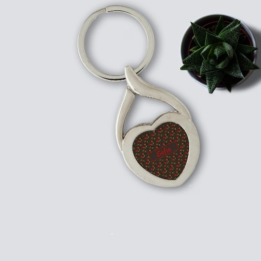 Wildblumen Muster Name braun Metall Schlüsselanhän Schlüsselanhänger