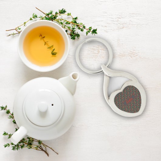 Wildblumen Muster Name grau Metal Schlüsselanhänge Schlüsselanhänger