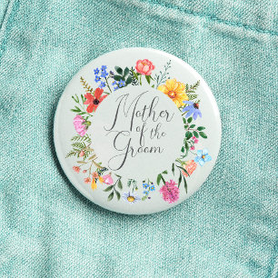 Wildblumen-Mutter-des-Bräutigams-Script-Hochzeit  Button