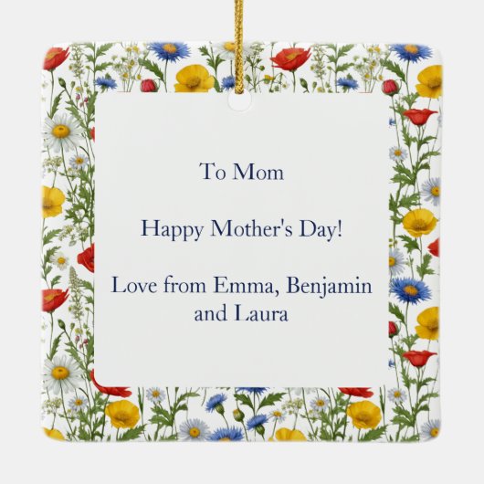 Wildblumen Muttertag Keramikornament (Rückseite)