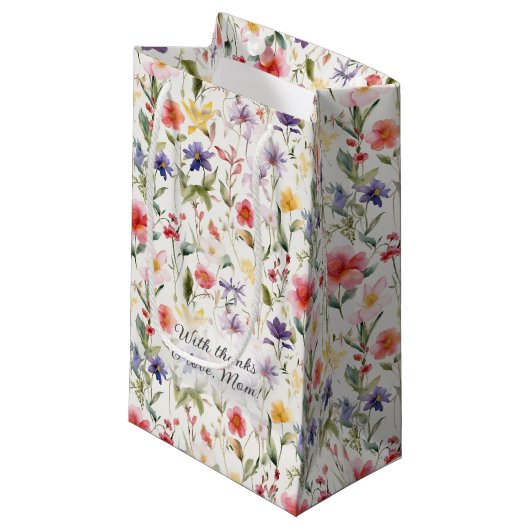 Wildblumen Muttertag Kleine Geschenktüte (Vorderseite Schrägansicht)