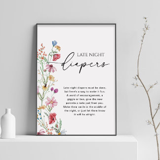 Wildblumen nächtliche Windelunterschrift Poster