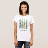 Wildblumen Natur, Pinselstriche blau grün T-Shirt (Vorne ganz)