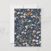 Wildblumen Navy Blue Save the Date Minimalistisch (Rückseite)