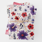Wildblumen Navy Red Lila Geschenkpapier Set (Beispiel)