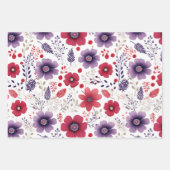 Wildblumen Navy Red Lila Geschenkpapier Set (Vorderseite 2)