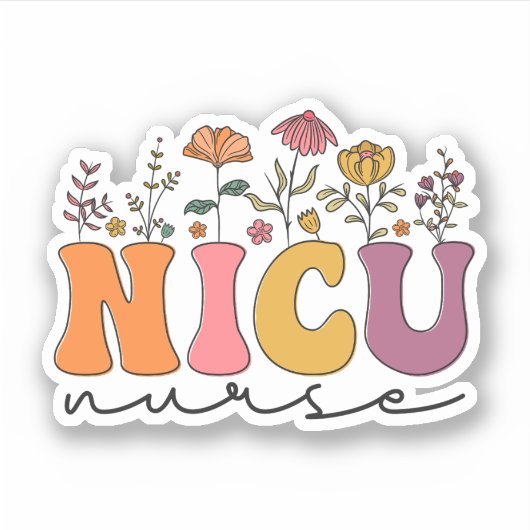 Wildblumen NICU Nurse Neonatal ICU Krankengeschenk Aufkleber (Vorderseite)