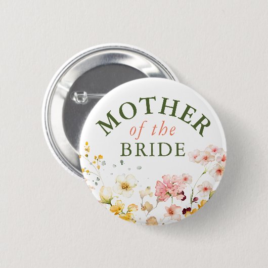 Wildblumen Niedlich farbig jedes Party Button (Vorne & Hinten)