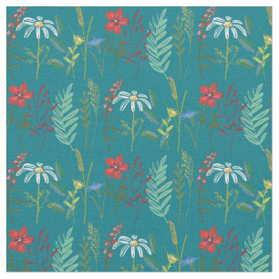 Wildblumen Niedliche Blume bei Aquamarinen Stoff
