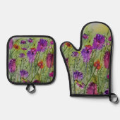 Wildblumen Ofen Mitt und Potholder Set (Vorderseite)