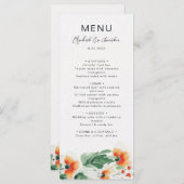 Wildblumen Orangenblütenhochzeit Menükarte (Vorne/Hinten)