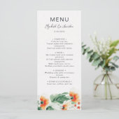 Wildblumen Orangenblütenhochzeit Menükarte (Stehend Vorderseite)