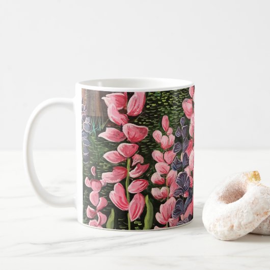Wildblumen Original Artwork-Tasse Kaffeetasse (Mit Donut)