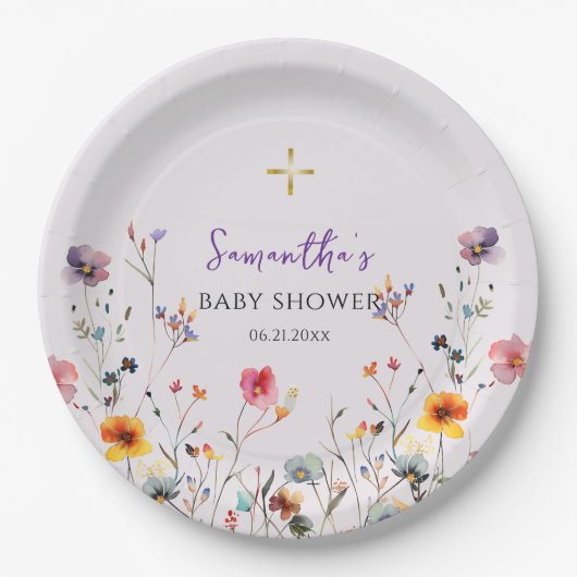 Wildblumen Orthodoxe Christliche Babydusche Pappteller (Vorderseite)