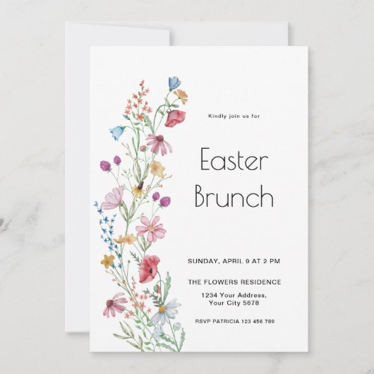 Wildblumen Osterfeier Einladung (Vorderseite)