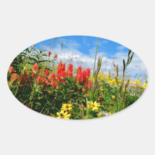 Wildblumen Ovaler Aufkleber