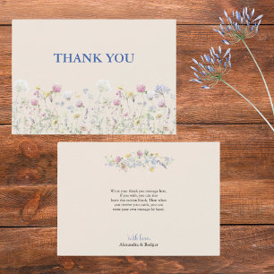 Wildblumen-Paar-Baby-Shower-Flache Danke-Karte Dankeskarte