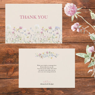 Wildblumen-Paar-Baby-Shower-Flache Danke-Karte Dankeskarte
