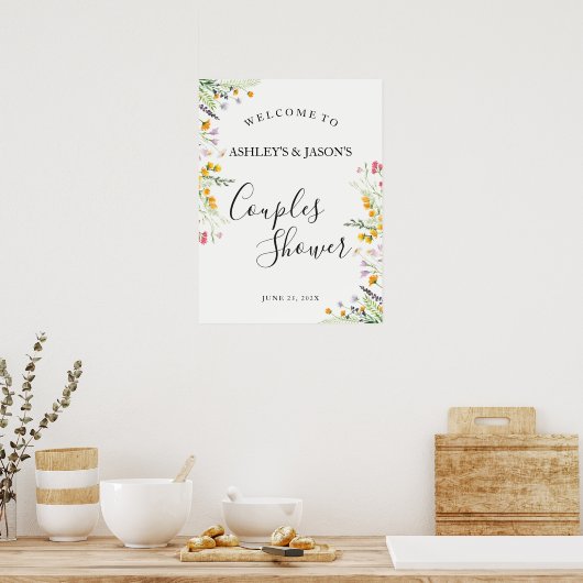 Wildblumen Paare Dusche Willkommensschild Poster (Küche)