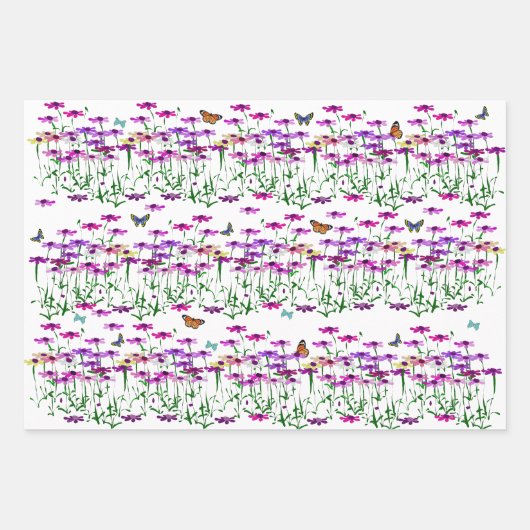 Wildblumen Papierblätter Geschenkpapier Set (Vorderseite)