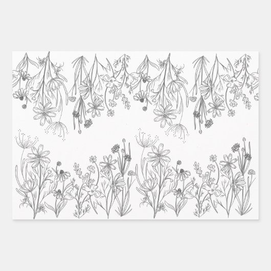 Wildblumen Papierblätter Geschenkpapier Set (Vorderseite 3)