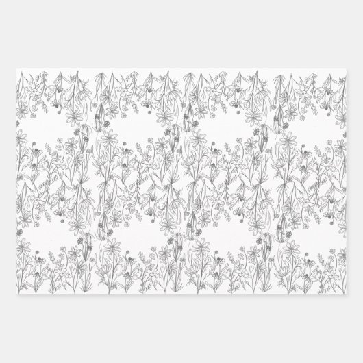 Wildblumen Papierblätter Geschenkpapier Set (Vorderseite 2)
