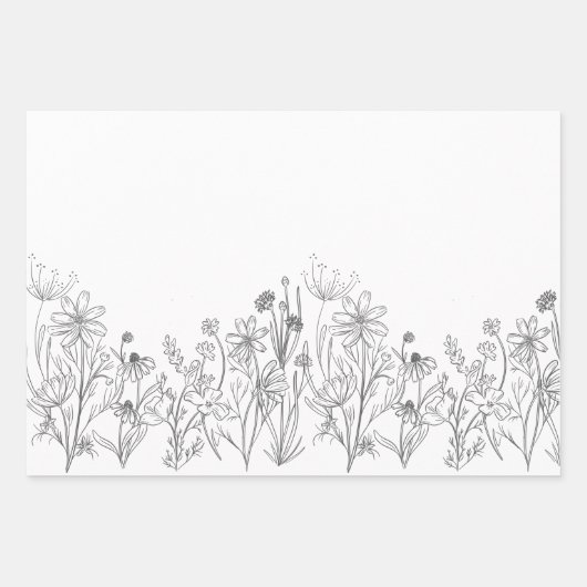 Wildblumen Papierblätter Geschenkpapier Set (Vorderseite)