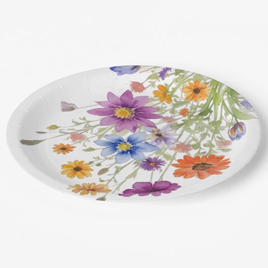 Wildblumen Pappteller (Schrägansicht)