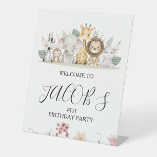 Wildblumen-Party-Tier-Safari-Willkommensschild Sockelschild