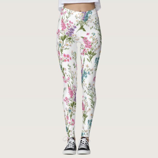 Wildblumen-Pastell-Frühlingsblumenmuster  Leggings (Vorderseite)