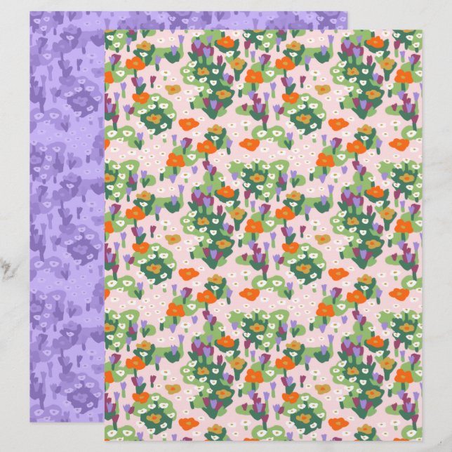 Wildblumen-Patch Scrapbook-Papier (Vorne/Hinten)