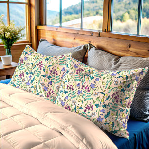 Wildblumen Peach Orange Colour Pillow Case Kissenbezug