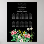 Wildblumen Periwinkle Black Wedding Chart Poster (Vorne)