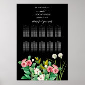 Wildblumen Periwinkle Black Wedding Chart Poster (Vorne)