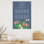 Wildblumen Periwinkle Blue Wedding Chart Poster (Küche)