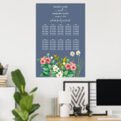 Wildblumen Periwinkle Blue Wedding Chart Poster (Heimbüro)