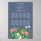 Wildblumen Periwinkle Blue Wedding Chart Poster (Vorne)