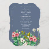 Wildblumen Periwinkle Dusty Blue Wedding Einladung (Vorne/Hinten)