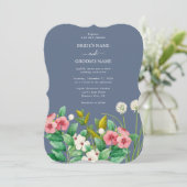 Wildblumen Periwinkle Dusty Blue Wedding Einladung (Stehend Vorderseite)