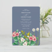 Wildblumen Periwinkle Dusty Blue Wedding Einladung (Stehend Vorderseite)