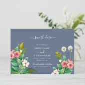 Wildblumen Periwinkle Dusty Blue Wedding Save The Date (Stehend Vorderseite)