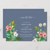 Wildblumen Periwinkle Dusty Blue Wedding Save The Date (Vorne/Hinten)