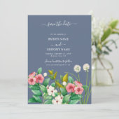 Wildblumen Periwinkle Dusty Blue Wedding Save The Date (Stehend Vorderseite)