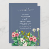 Wildblumen Periwinkle Dusty Blue Wedding Save The Date (Vorne/Hinten)