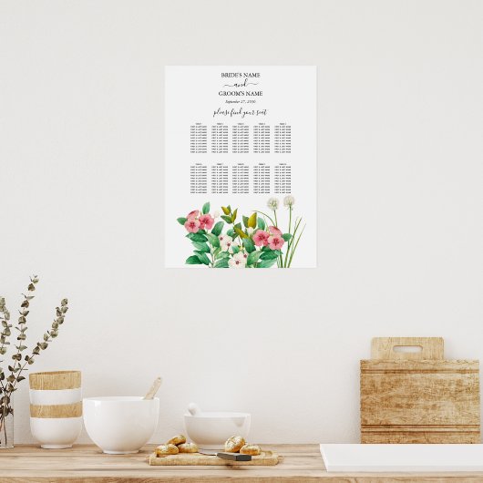 Wildblumen Periwinkle Hochzeitstabelle Poster (Küche)