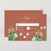 Wildblumen Periwinkle Orange Terracotta Wedding RSVP Karte (Vorne/Hinten)