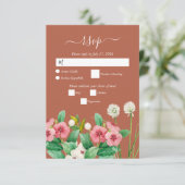 Wildblumen Periwinkle Orange Terracotta Wedding RSVP Karte (Stehend Vorderseite)